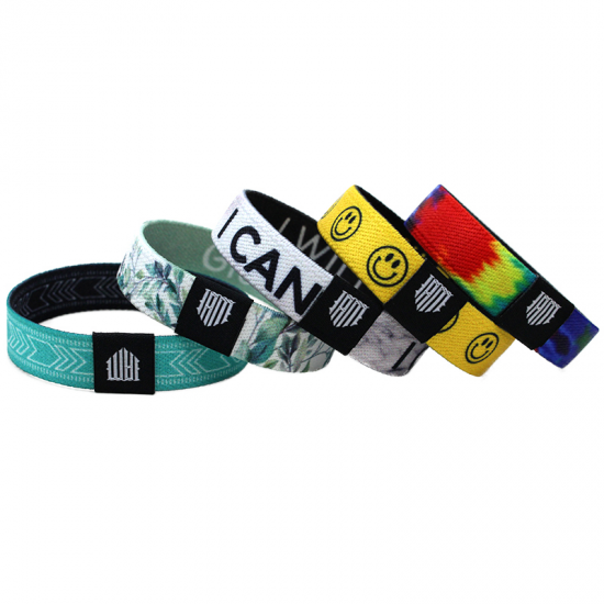 Wholesale Polyester Stretch Custom Wristbands Woven Fabric Elastic Wristbands